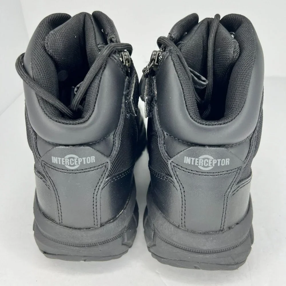 Interceptor Mens MNIN48DP001 Black Leather Mid Lace Up Size 7.5 Combat Boots